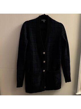 Women's Black watch Plaid Cardigan Sweater